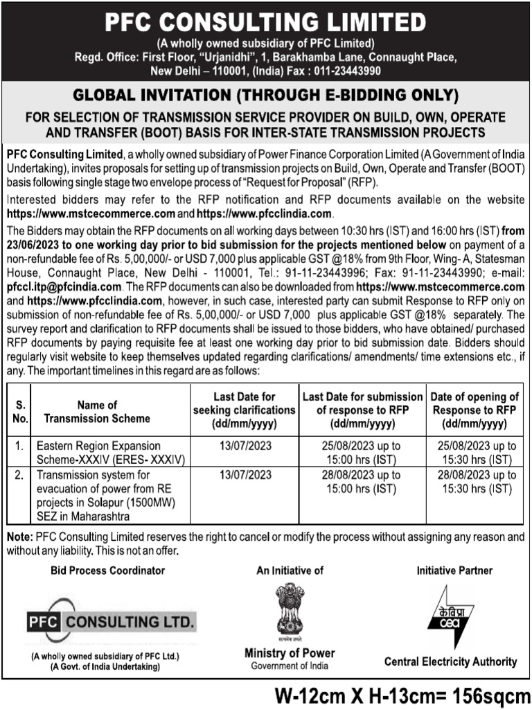 RFP Notification and RFP Documents For Selection of The TSP For