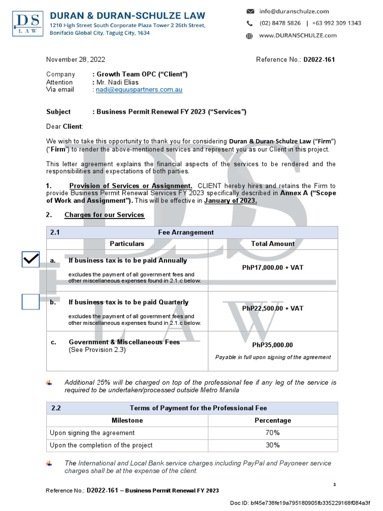 Signed - Business Permit Renewal FY 2023 | PDF | Fee | Invoice