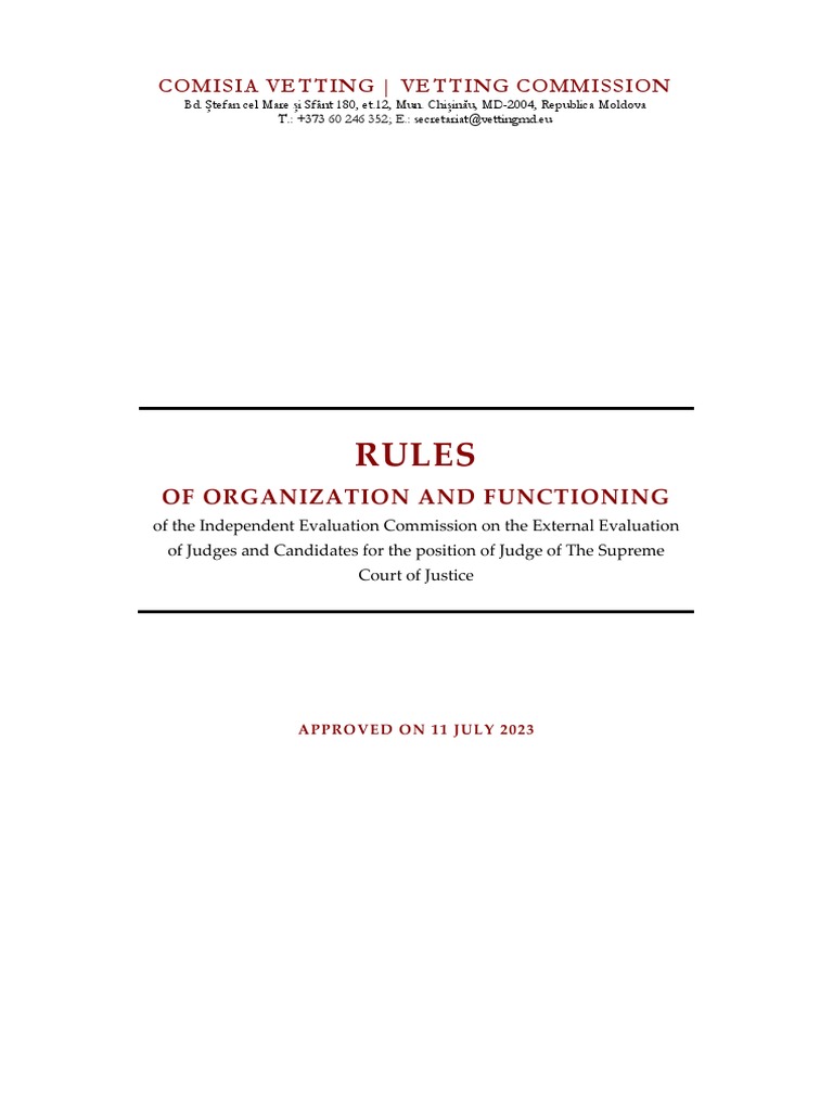 Rules of Organization and Functioning of The Vetting Commission | PDF ...