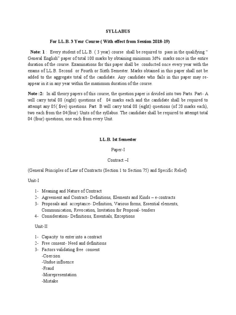 LL.B. 3 Year Course Syllabus Overview | PDF | Tort | Environmental Law