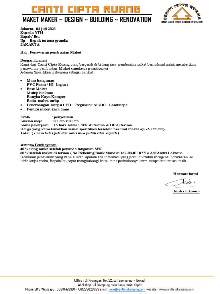 Penawaran Maket Simulator Surya Rev1 | PDF