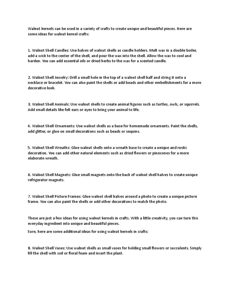 Walnut Kernels Crafts PDF Jewellery Walnut