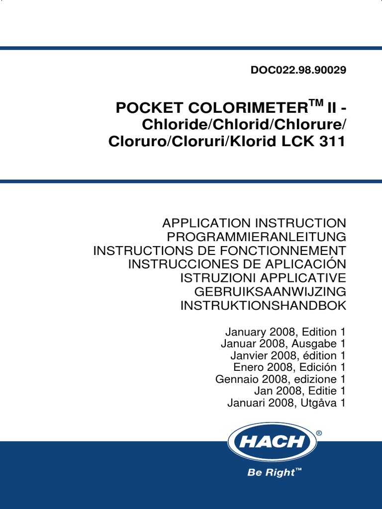 Manual Pocket Colorimeter II Hach EN PDF