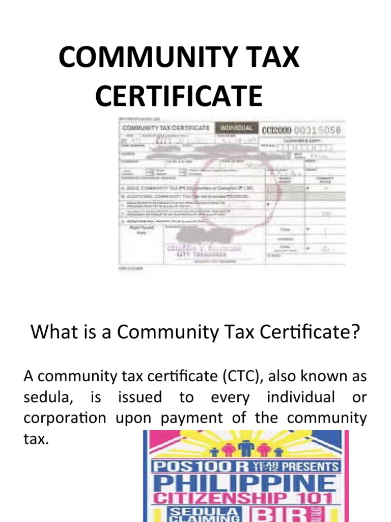 Community Tax Certificate Overview | PDF | Government | Economies
