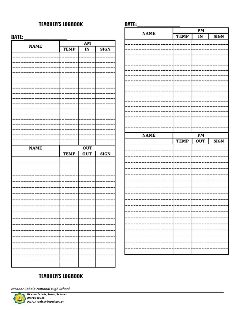 Teacher Logbook PDF