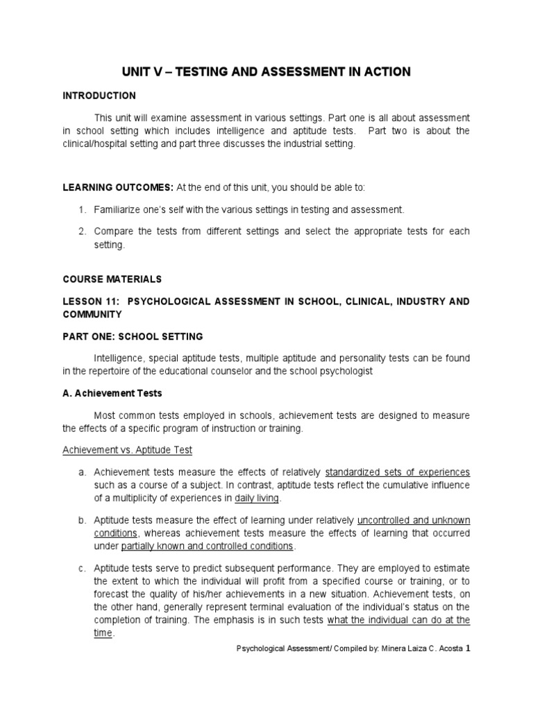 Understanding Aptitude vs. Achievement Tests | PDF | Learning ...
