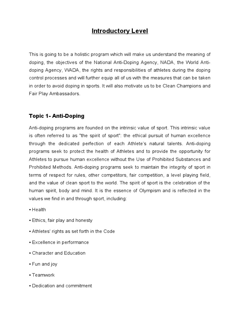 Understanding Anti-Doping Principles | PDF | Doping In Sport | Sports