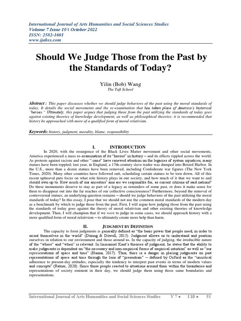 Should We Judge Those From The Past by The Standards of Today? PDF