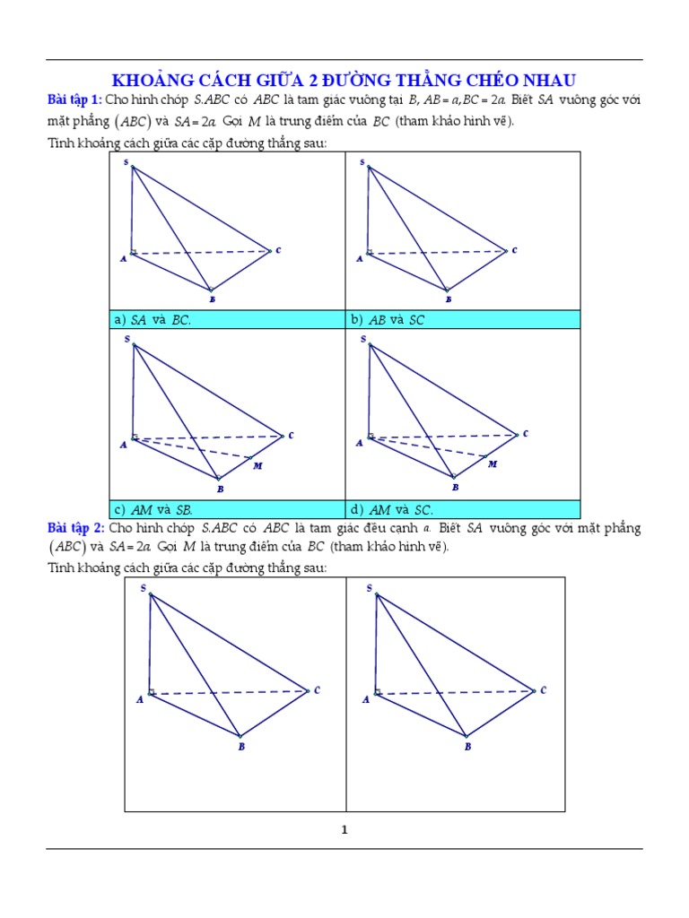 Phieu hoc tap so 2 khoang cach giua hai duong thang cheo nhau pdf