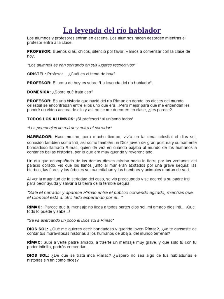 Leyenda del Río Rímac: Sacrificio Divino | PDF