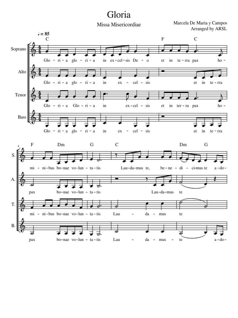 Gloria (All) PDF Singing Vocal Music