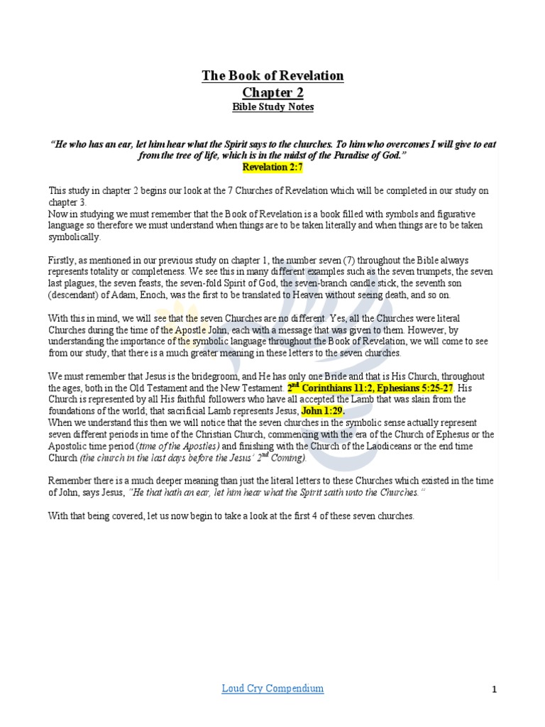 Revelation Chapter 2 | PDF | Christian Church | Book Of Revelation