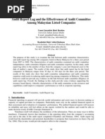 Download Audit Report Lag and the Effectiveness of Audit Committee Among Malaysian Listed Companies by xaxif8265 SN65902120 doc pdf