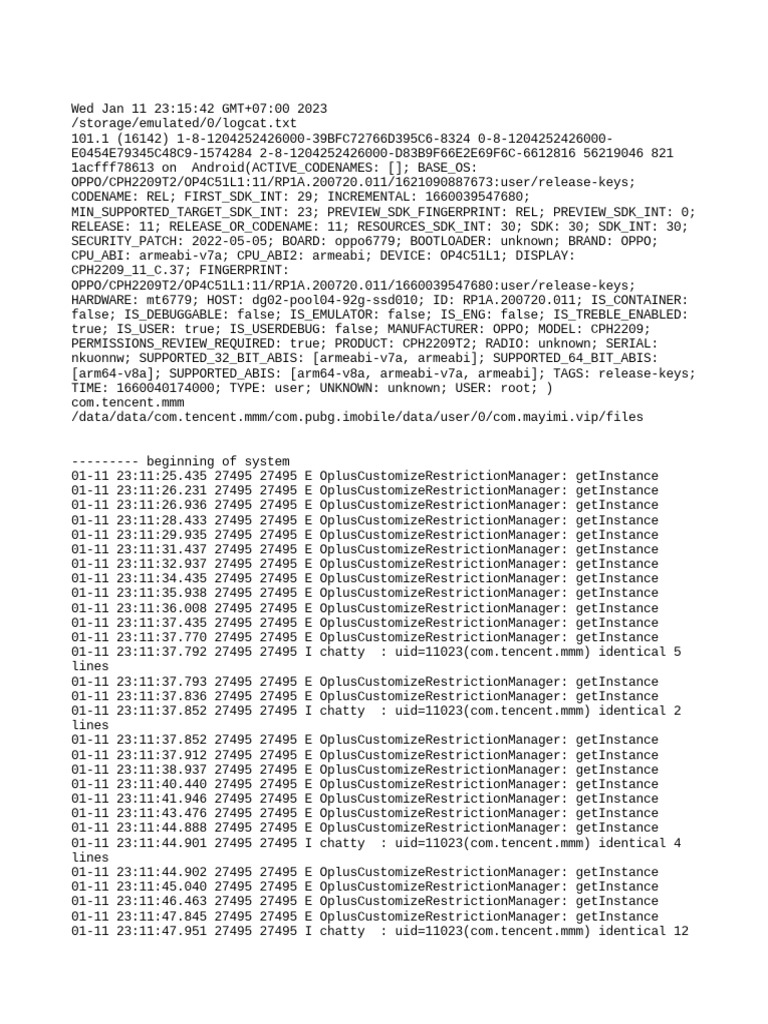 OPPO CPH2209 Logcat Analysis | PDF | Java (Programming Language ...