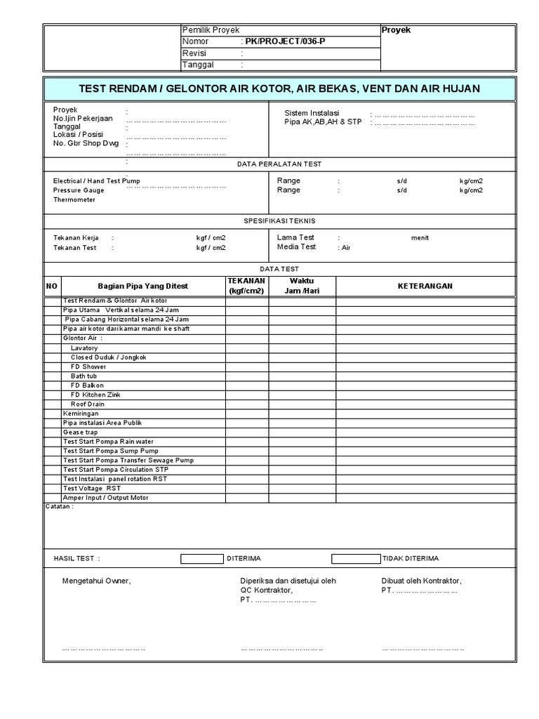 Uji Gelontor dan Rendam Pipa Air | PDF