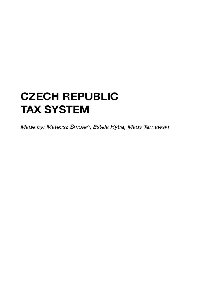 Czech Republic Tax Sytem PDF Taxes Tax Rate