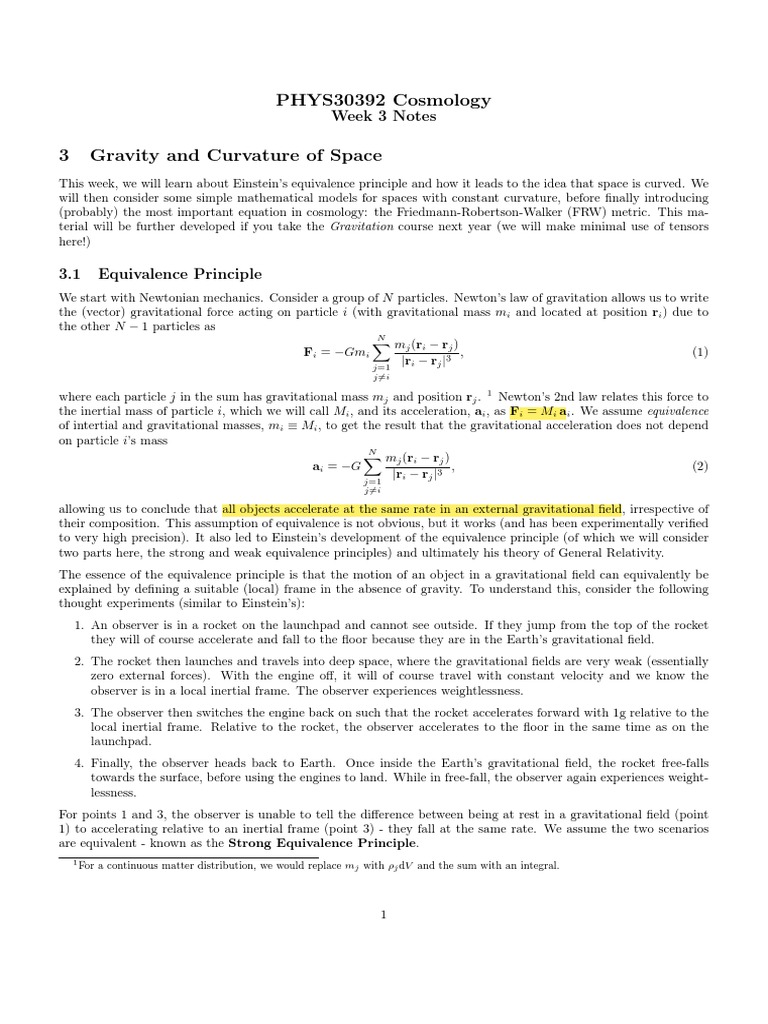 Gravity and Space Curvature in Cosmology | PDF | Gravity | General ...