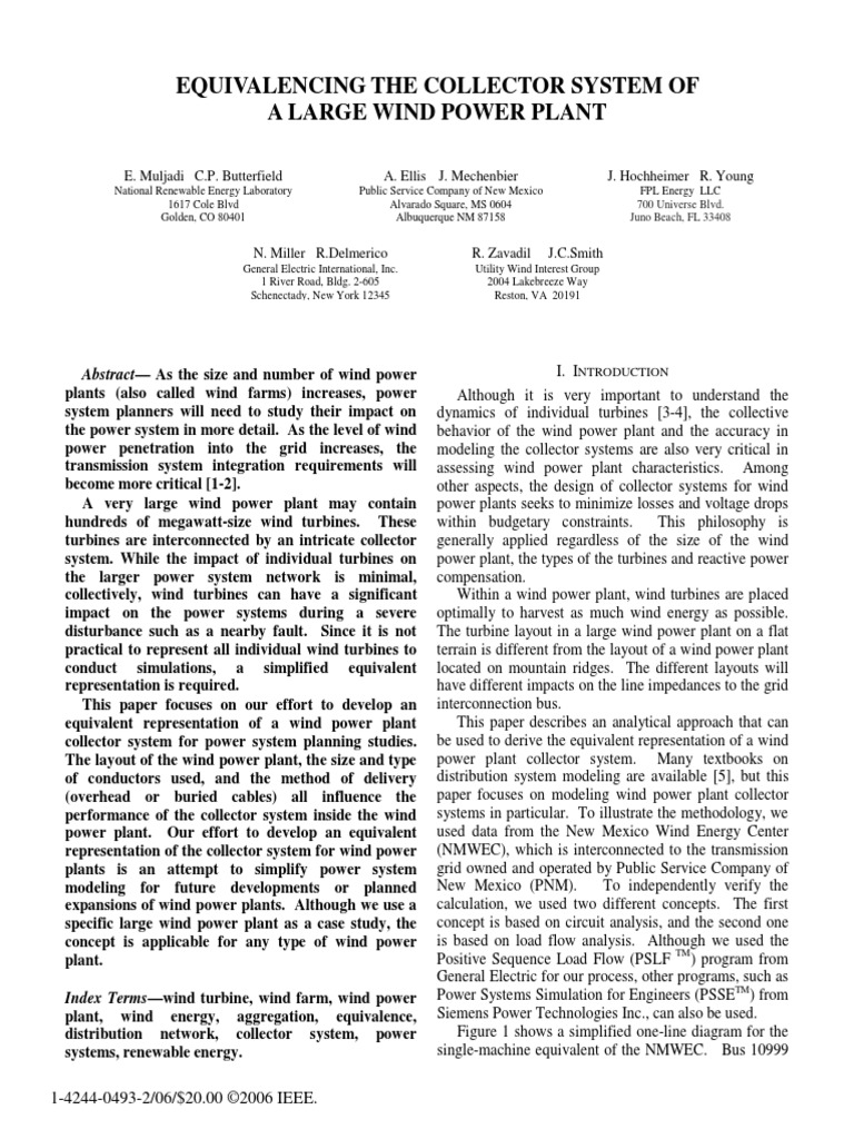 Equivalencing Wind Power Collector Systems | PDF | Wind Power | Transformer