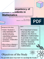 Level of Competency of Grade-7 Students in Mathematics