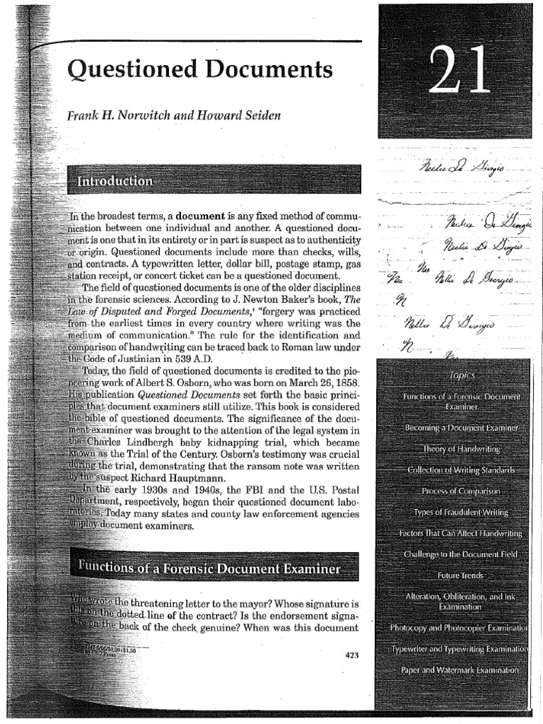 Questioned Documents Textbook | PDF