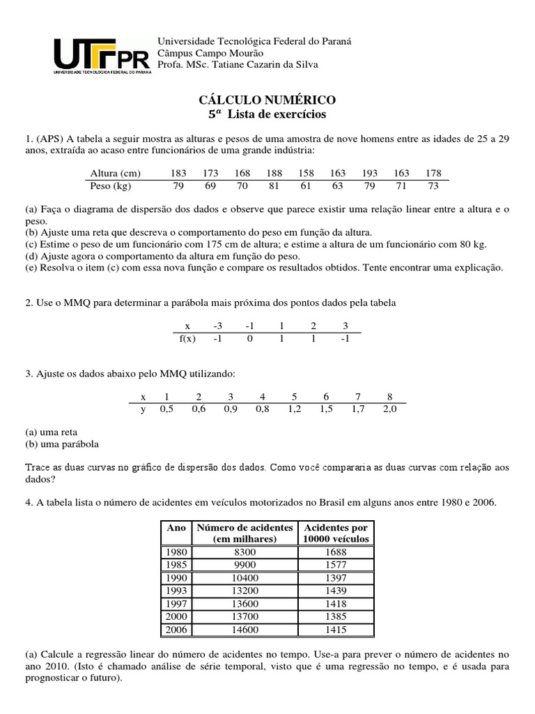 Lista 5 Ajuste de Curvas PDF