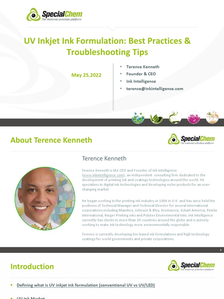 2022 UV Inkjet Ink Formulation Best Practices PDF Ultraviolet