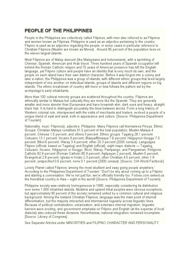 People Of The Philippines Pdf Philippines Luzon