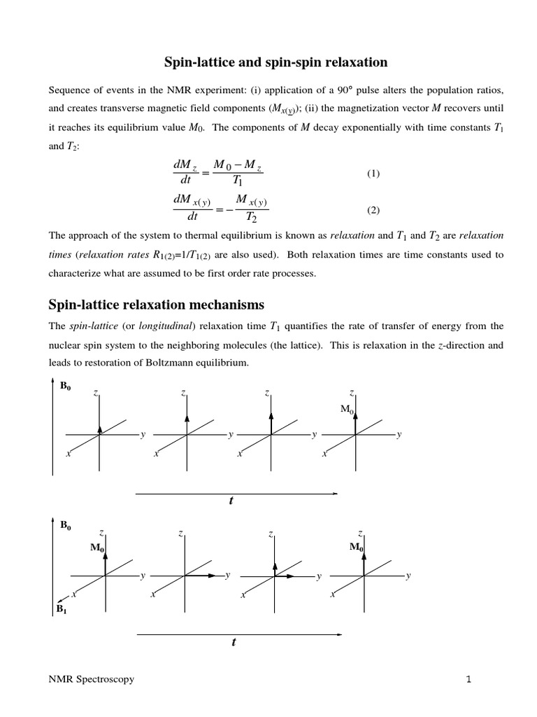 Spin-Lattice and Spin-Spin Relaxation | PDF | Relaxation (Nmr ...