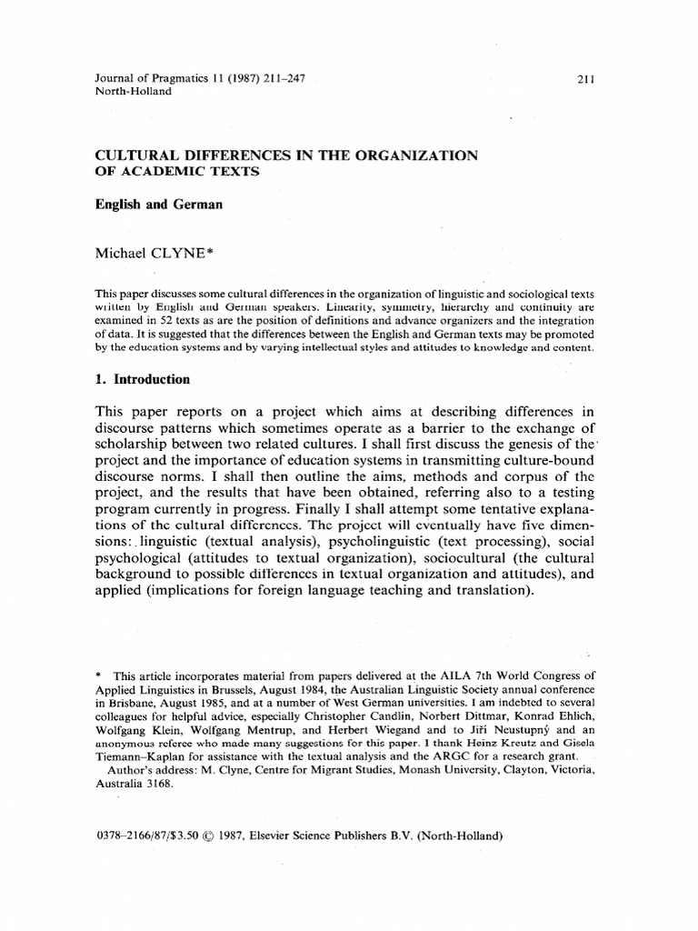 Cultural Difference in Academic Texts | PDF | Linguistics | English ...