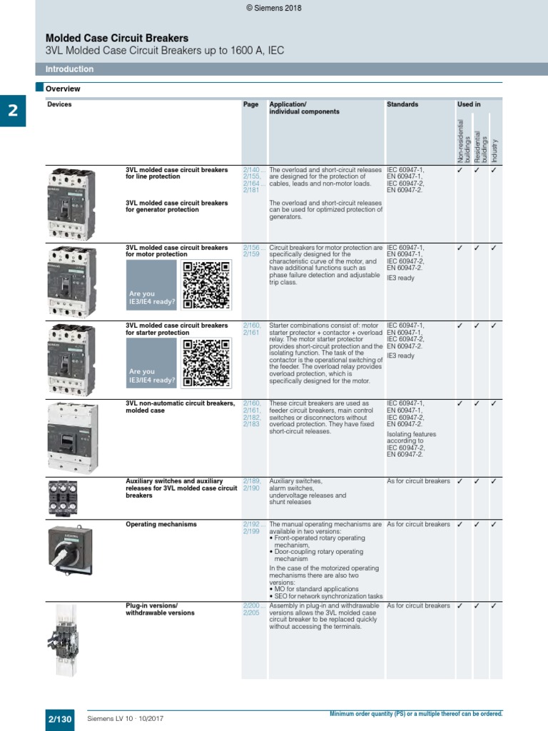 Siemens 3VL Molded Case Circuit Breakers | PDF | Switch | Electric Motor