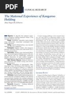 The Maternal Experience of Kangaroo Holding: Clinical Research