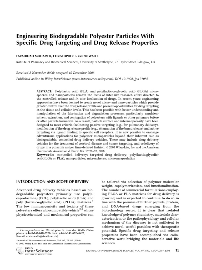 J Pharma Sci 2008, 97, 71 Particulas de Poliester Biodegradable PDF