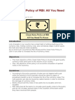 Clean Note Policy of RBI