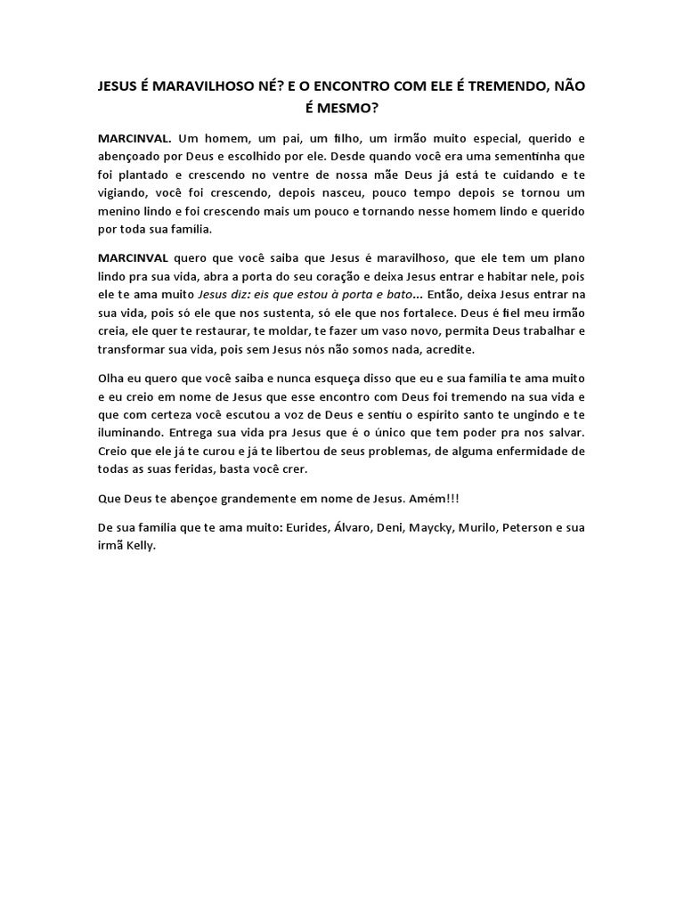 Carta Encontro Com Deus Pdf