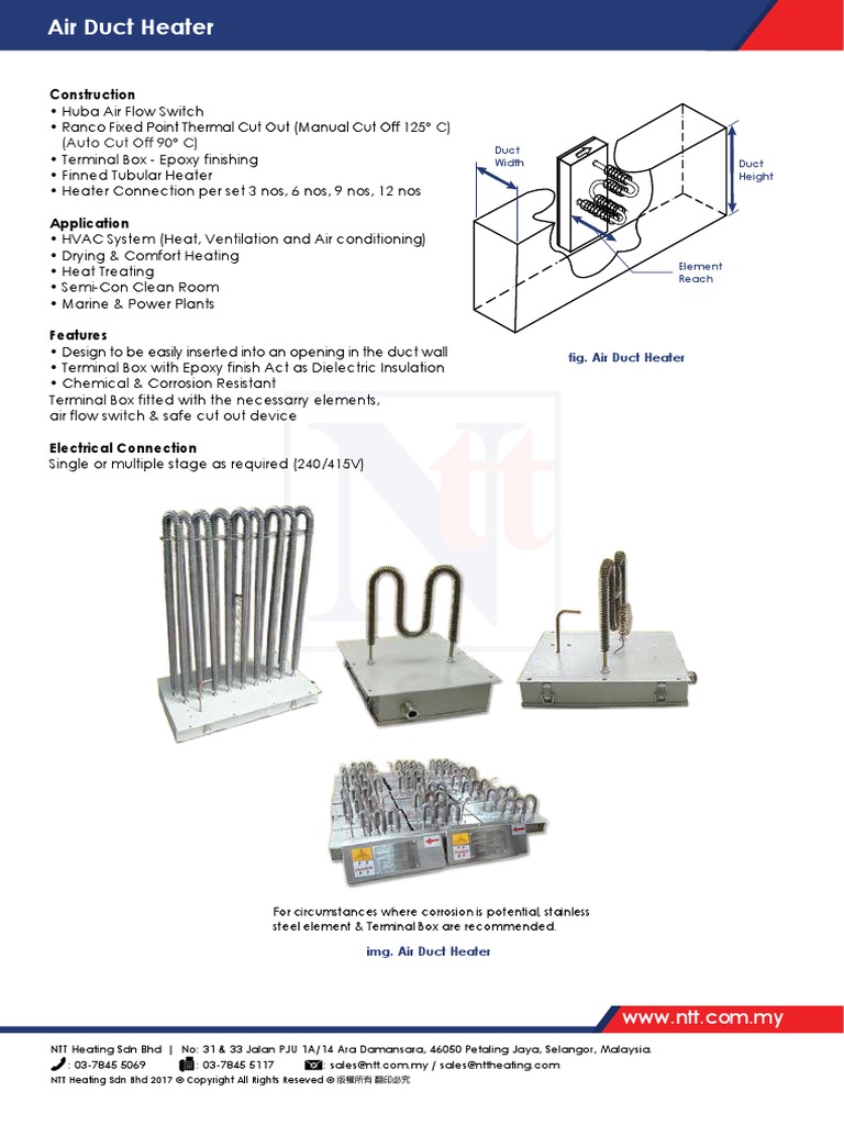Custom Duct Heaters by NTT Heating | PDF | Duct (Flow) | Building ...
