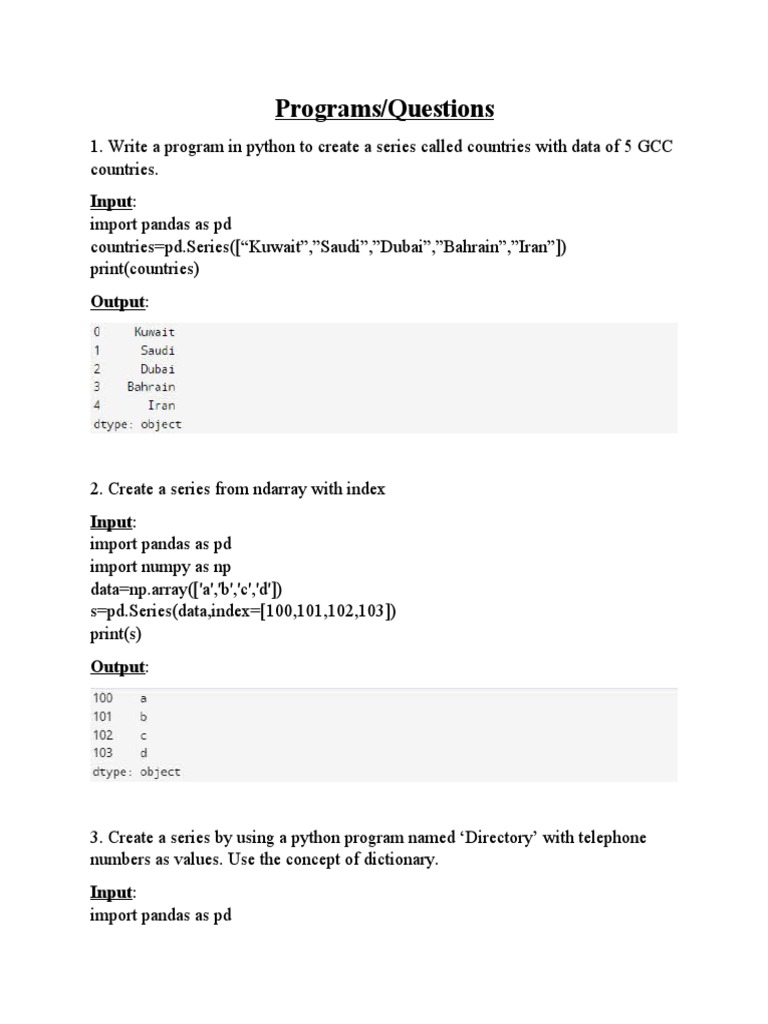 Info Programs Questions | PDF | Computer Science | Computer Programming