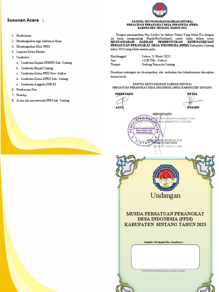 Undangan MUSDA PPDI Sintang 2023 | PDF | Sains & Matematika