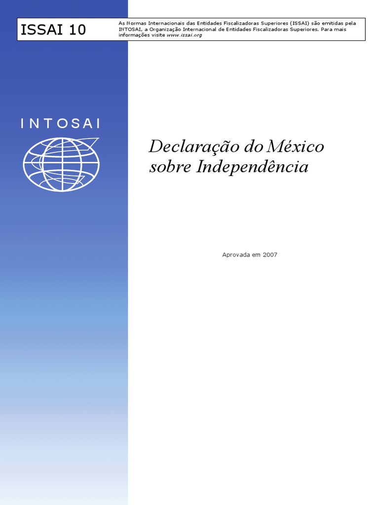 Os 8 Princípios Da Declaração Do México - INTOSAI P 10 | PDF ...