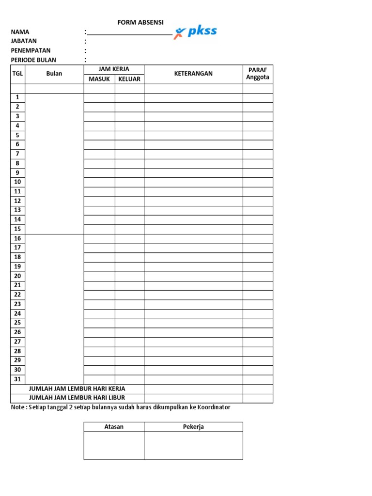 Formulir Absensi Karyawan Security | PDF