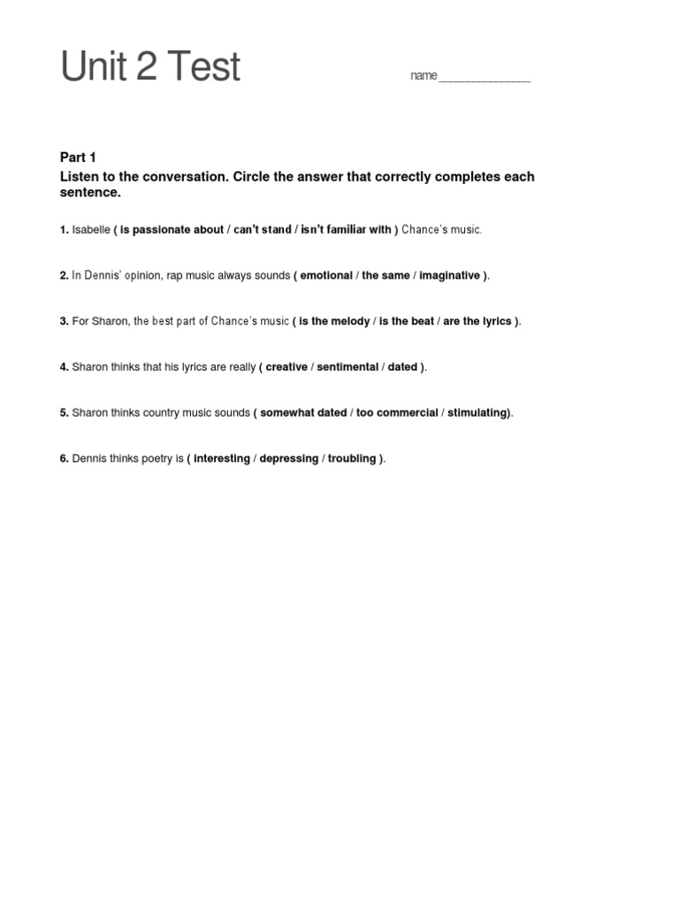 Summit 1 Unit 2 Test Overview | PDF | The Arts | Paintings
