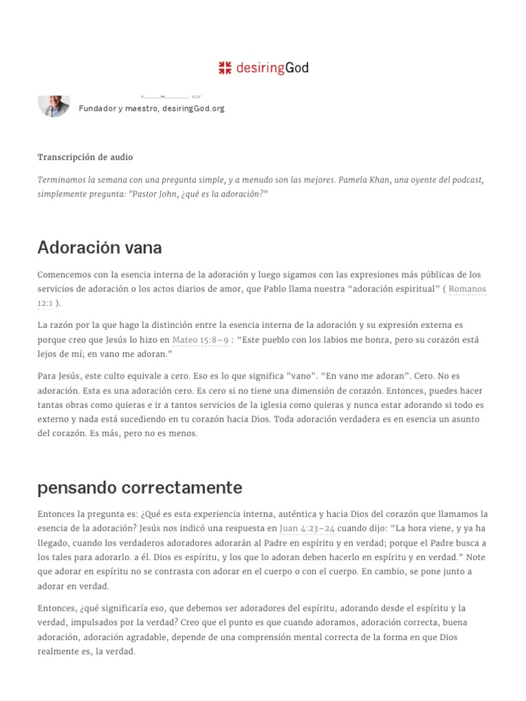 ¿Qué Es La Adoración - Deseando A Dios | PDF | Verdad | Dios