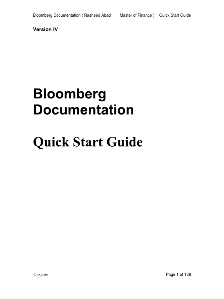 Bloomberg Quick Start Guide | PDF | Stocks | Stock Market Index