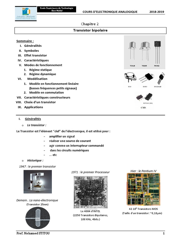 Cours Transistor Bipolaire PDF Transistor bipolaire Transistor