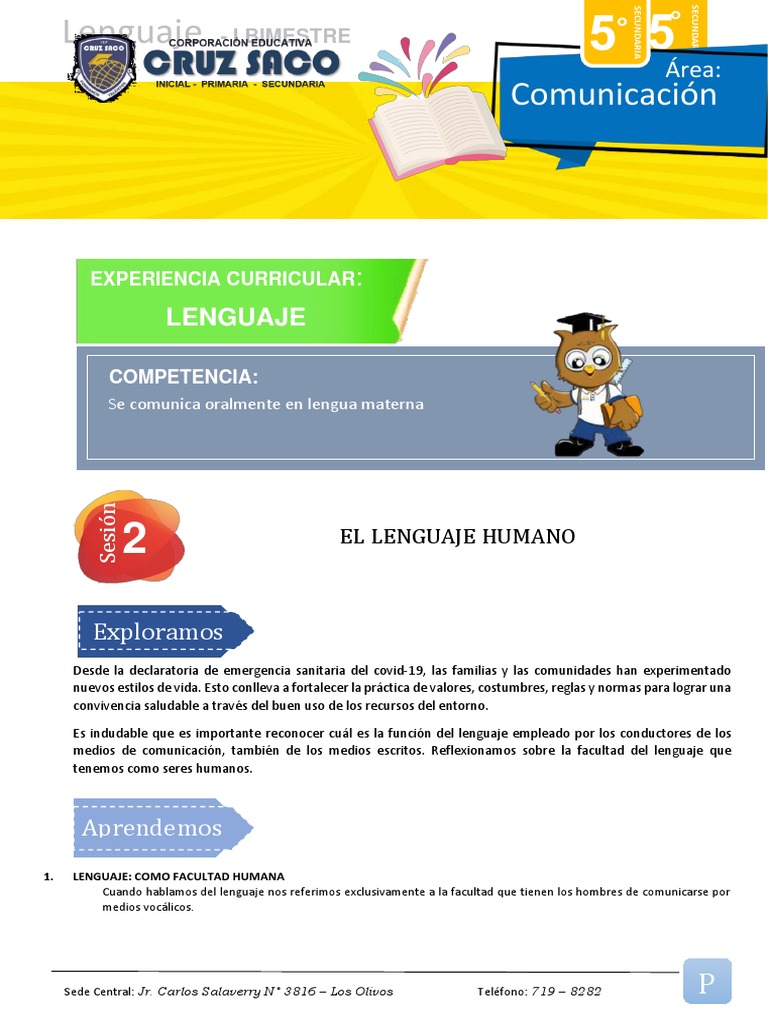 5ºaño Lenguaje S2 El Lenguaje Humano Pdf Comunicación Lingüística