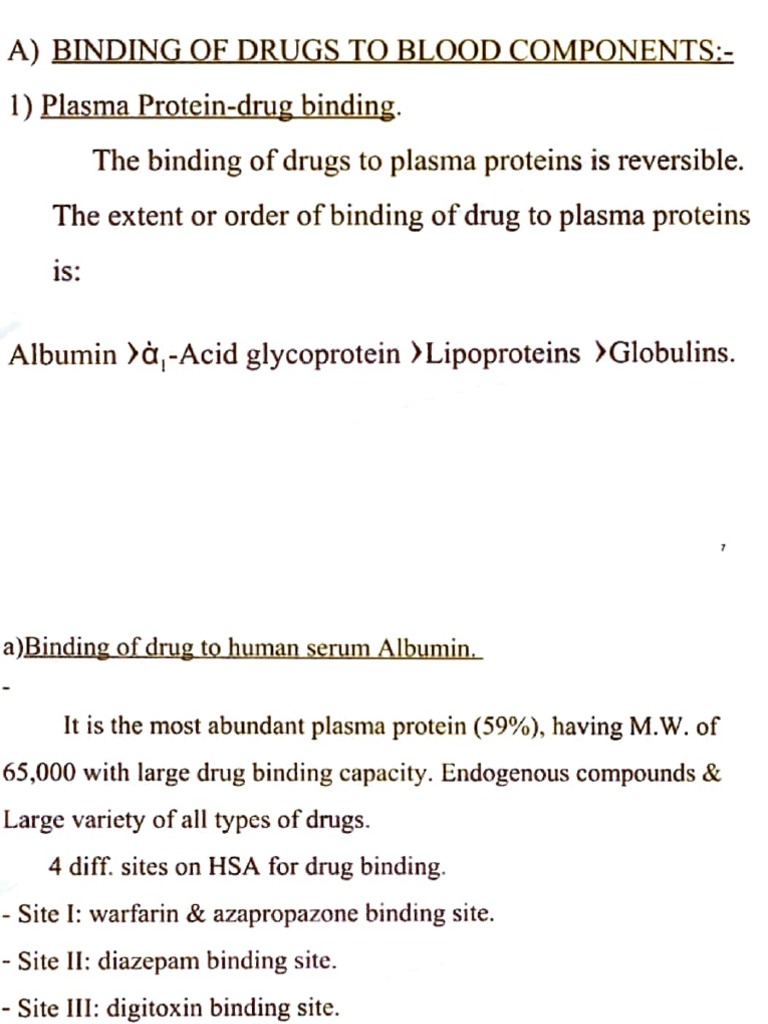 Binding of Drugs To Blood Components PDF