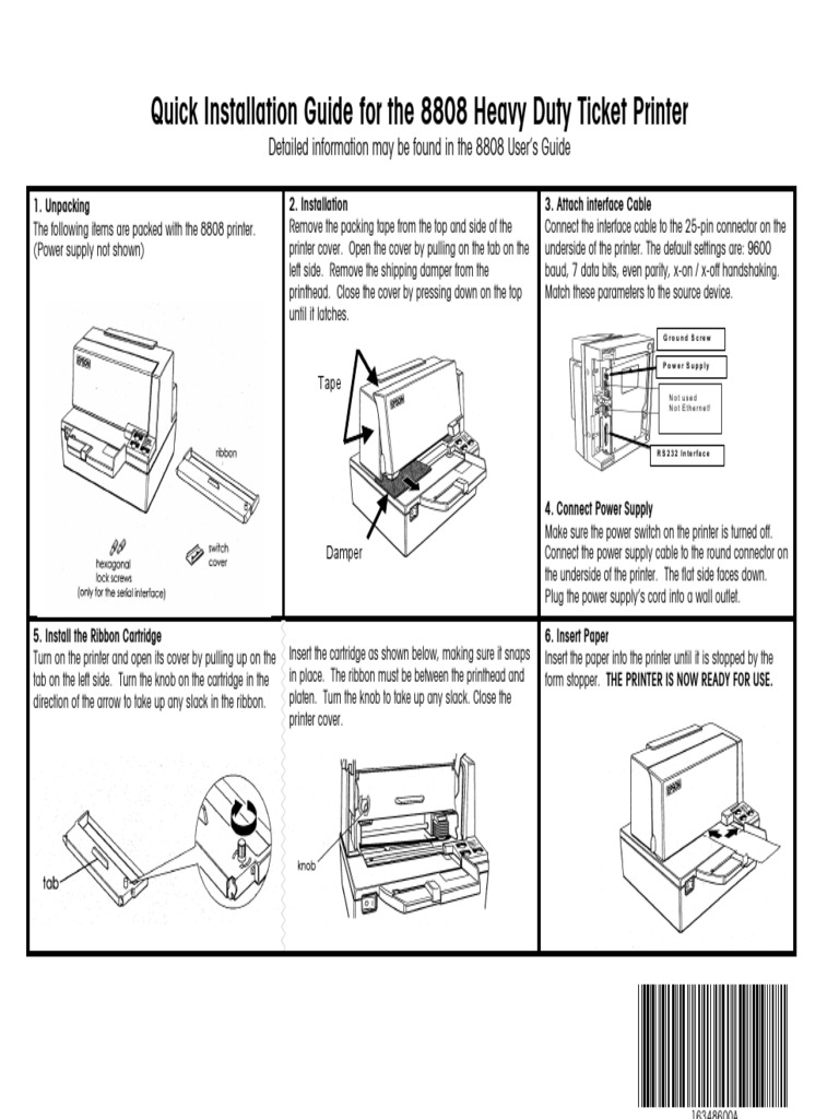 8808 Ticket Printer Installation Guide | PDF | Printer (Computing ...