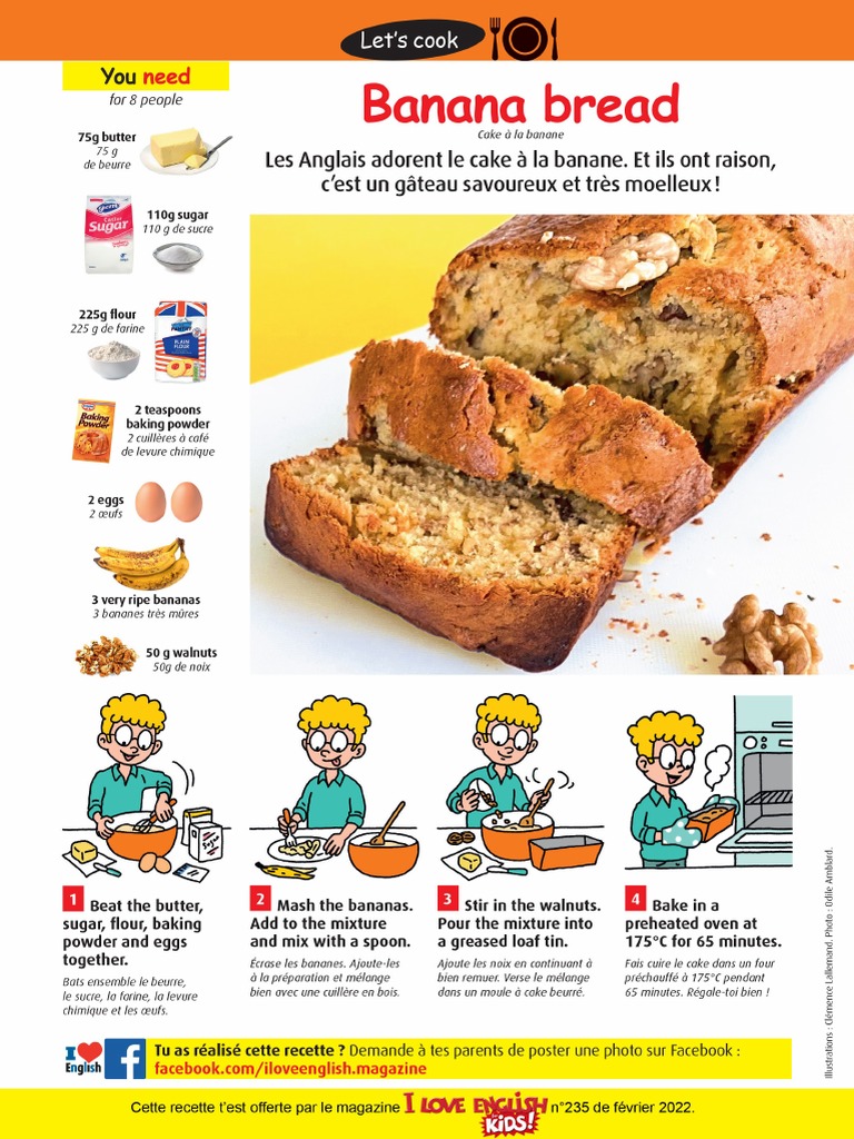 ILoveEnglishforKids 235 Fevrier 2022 Recette Banana Bread PDF