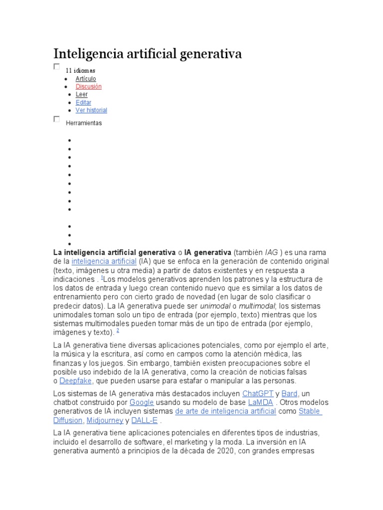 Introducción a la IA Generativa | PDF | Inteligencia artificial ...
