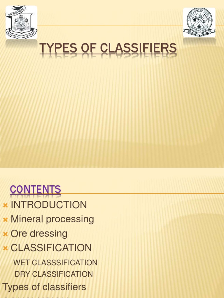 Types of Classifiers in Mineral Processing | PDF | Ore | Metallurgy