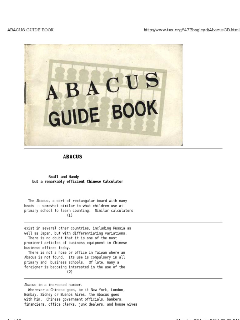 Abacus Guide Book | PDF | Division (Mathematics) | Multiplication